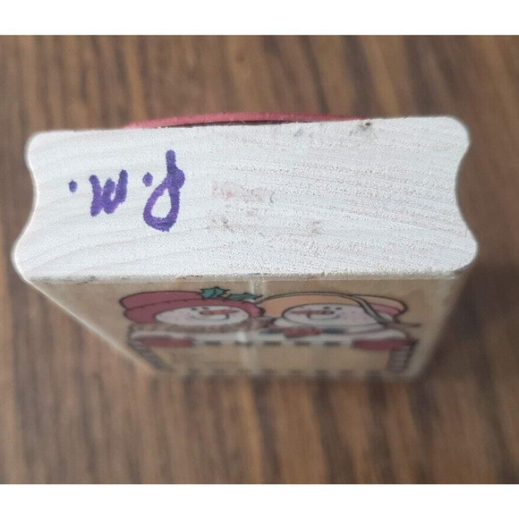 Uptown Rubber Stamps Sandi Gore Evans Snow Couple Wooden Rubber Stamp SG-25129 - Picture 2 of 7